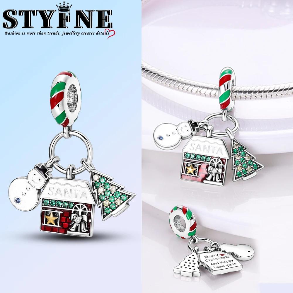 Copper Christmas Sweet Home House Charm Pendant Beads Fit Original Bracelet For Women Valentine Day Jewelry Gifts