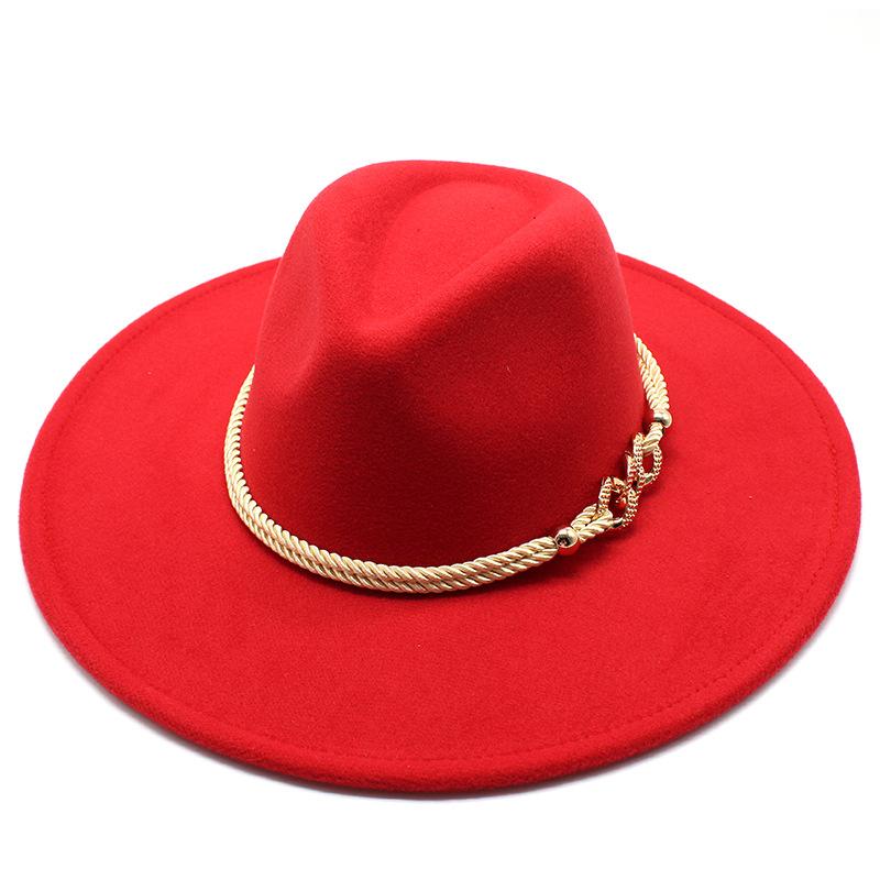 Cappello Stile Britannico 9,5 Cm Ampio Bordo Cappello a Cilindro di Lana da Uomo e Donna Caldo Cappello Jazz Perla