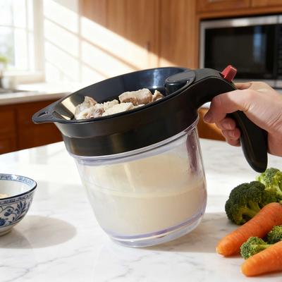 Fat Separator Cup with Bottom Release 4-Cup Gravy Strainer & Oil Filter for Cooking Heat-Resistant