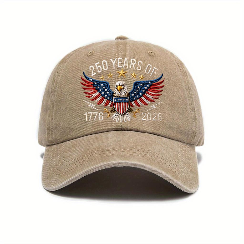 Independence Day Print Curved Along Soft Top Vintage Washed Outdoor Baseball Hat