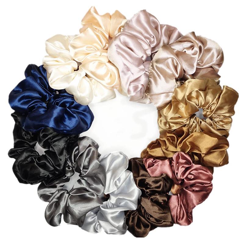 Satin Silk Scrunchies Soft Hair Ties Fashion Hair Bands Hair Bow Ropes Elastic Bracelets Ponytail Holders Hair Accessories for Women Girls