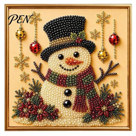 Full Drill Gem Art for Beginners DIY Christmas Faux Pearl Painting Kit with Frame, Santa Creative Gift Crafters Beads Craft Adults Beginner, Handmade