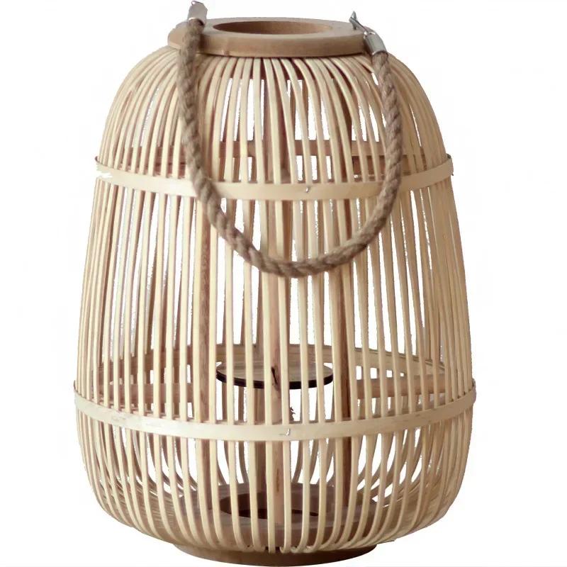 Simple modern candlestick homestay hotel courtyard decoration Vine woven floor mounted wind lamps Japanese Nordic style