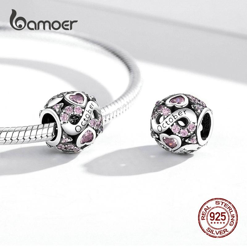 Bamoer 925 Sterling Silver Multi-color Zircon Infinite Love Birthstone Bead Charm for Original Bracelet Bangle Women Jewelry