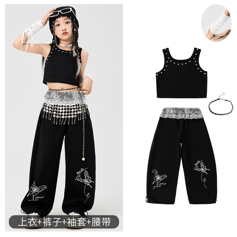 Girls Hip Hop Dance Outfit Kids Jazz Performance Set Streetwear Stage Show Competition