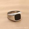 Stainless Steel Square Ring Men Women Punk Style Titanium Alloy Minimalist Finger Adjustable Size