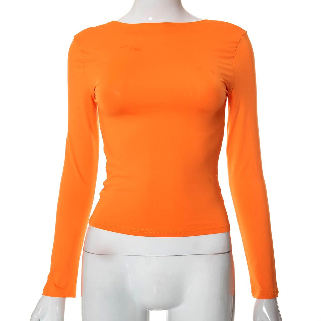 GMXIA Women's Autumn Solid Color Reversible Two-wear Small Top Woman