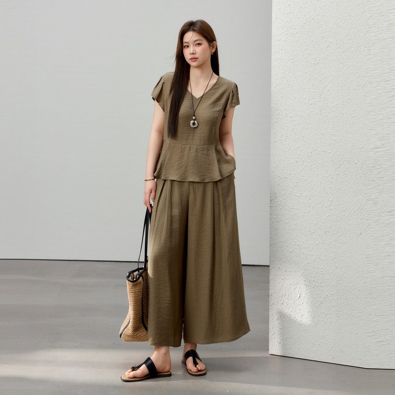 

[Normcore Bean Bag Suit] Intellectual Elegance Loose Two-Piece Suit Qlx Plus Size Women s Clothing Plus Size Ladies Summer New Arrival