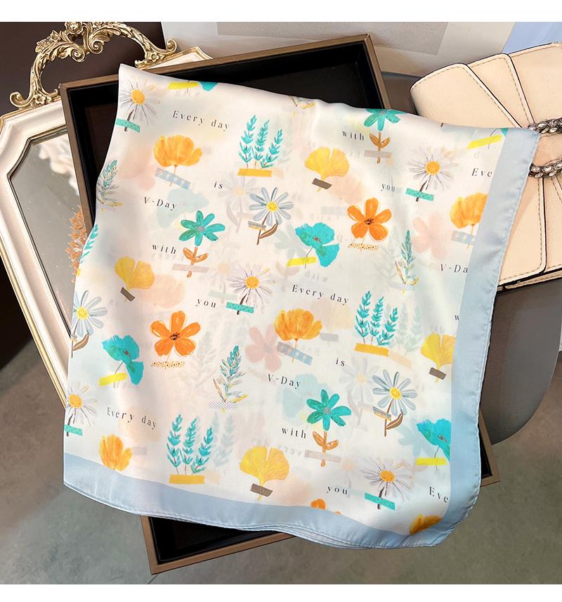 Women S Fresh Printed Square Scarf Fashion Versatile Summer Sun Protection
