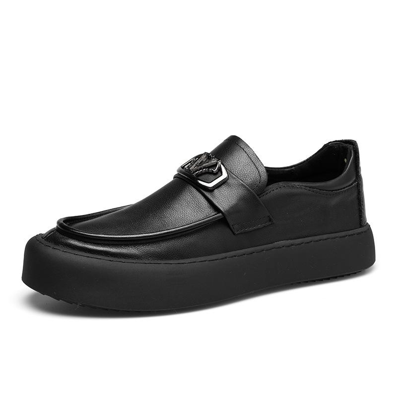 Herenschoenen herfst en winter nieuw flip bont casual leren schoenen heren trend modieus en comfortabel veelzijdig instapmodel luie schoenen