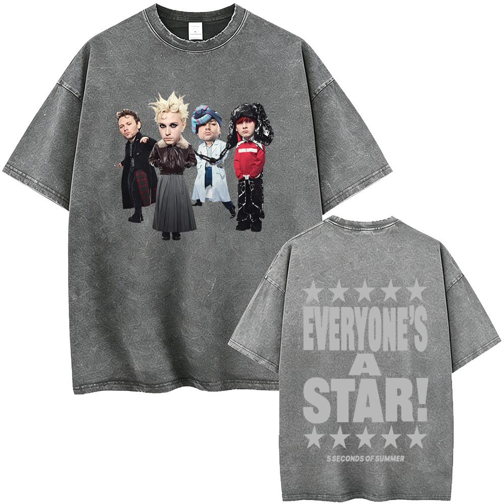 Washed Vintage 5 Seconds of Summer Everyones A Star World Tour 2026 Tshirt Men Women Clothing Pop Punk Rock Harajuku T Shirts