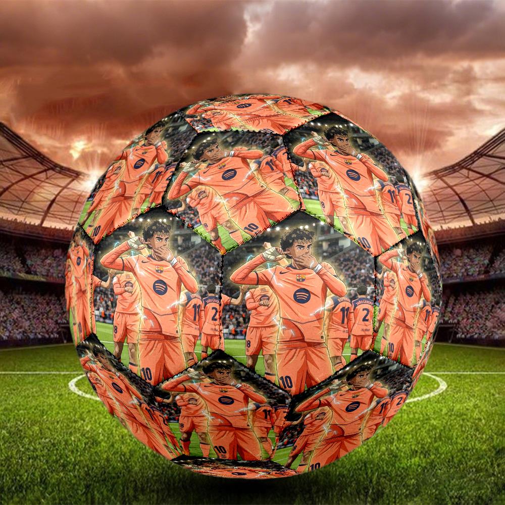 Lamine Yamal 19 Barcelona Goalkeeper Celebration Size 5 Soccer Ball Machine Sewn Indoor/Outdoor Training and Matches Soccer Accessory Perfect Gift for