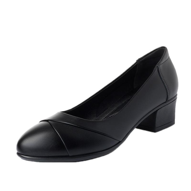 Mid Heel Women's Casual Pumps Comfort Thick Heels Round Toe Mothers Shoes Soft Sole Non-slip Office Work Shoes  Breathable