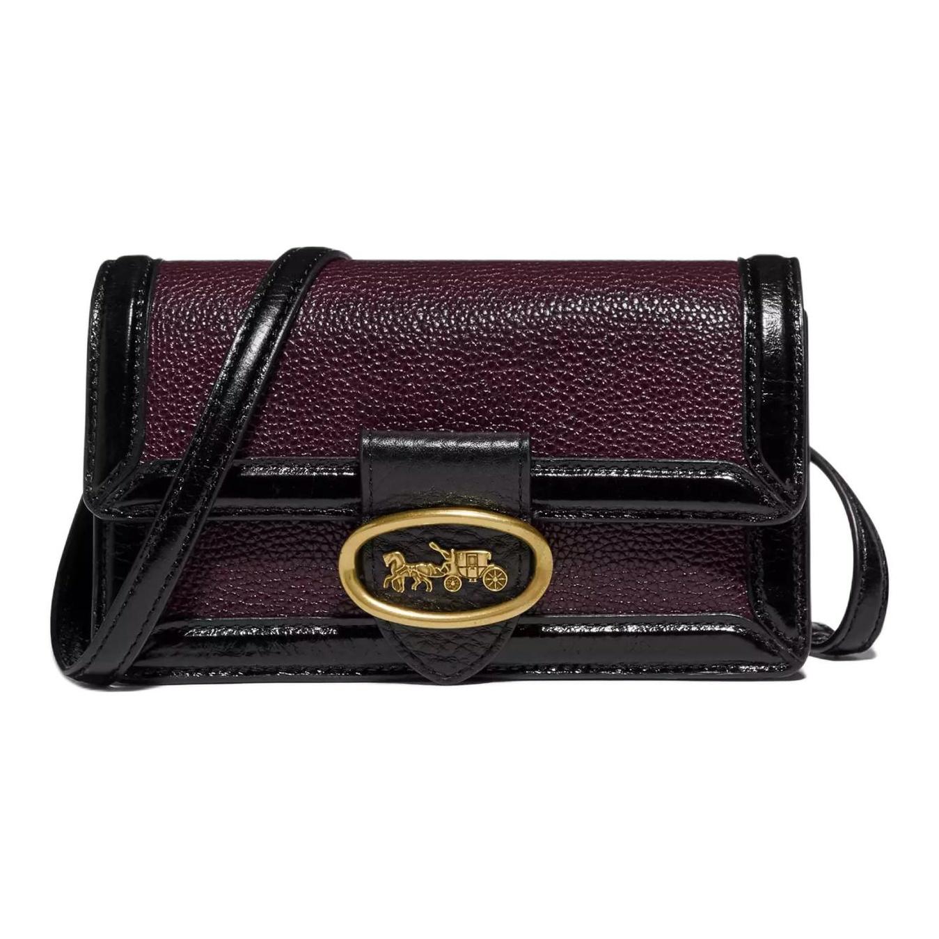 

Coach Riley 18 Carriage Buckle Accordion Bag Women Shoulder Bag Black Burgundy 79668-B4C1L Basic Set (Bag+Dust Bag)