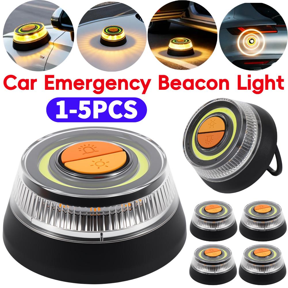 1-5Pcs Car Emergency Beacon Light With 2 Light Modes High Brightness Roof Warning Light Safety Signal Lamp Strobe Flashing Lamp