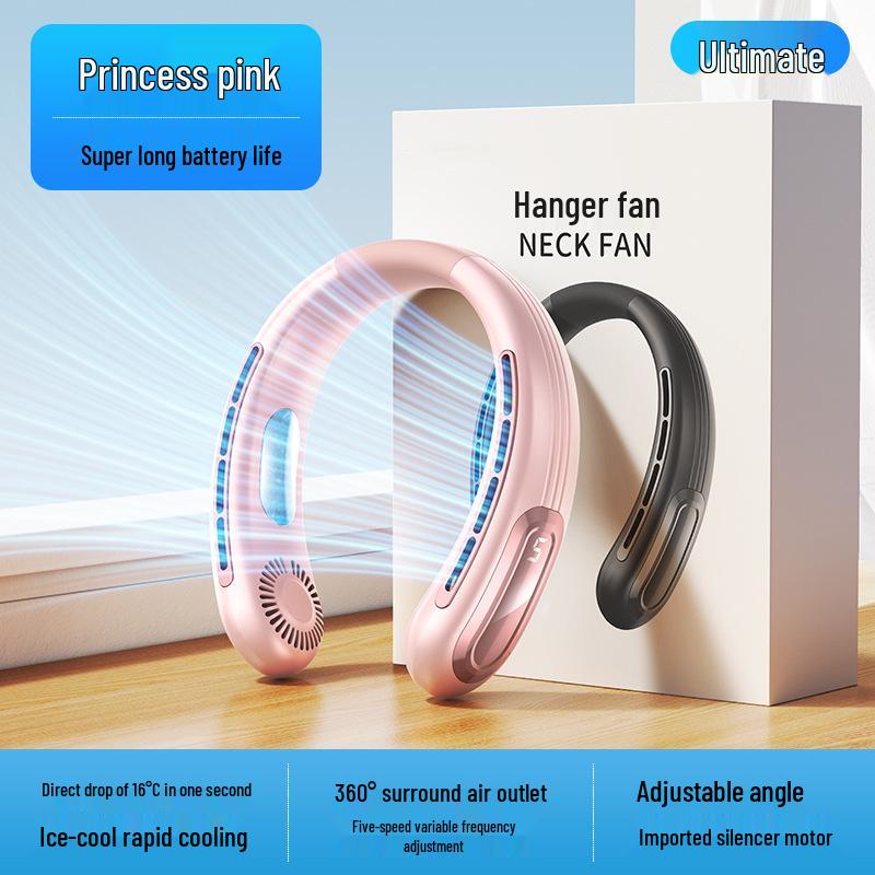 Portable USB-Charged Silent Hanging Neck Fan for Outdoor Use 197.8*185.5*53mm