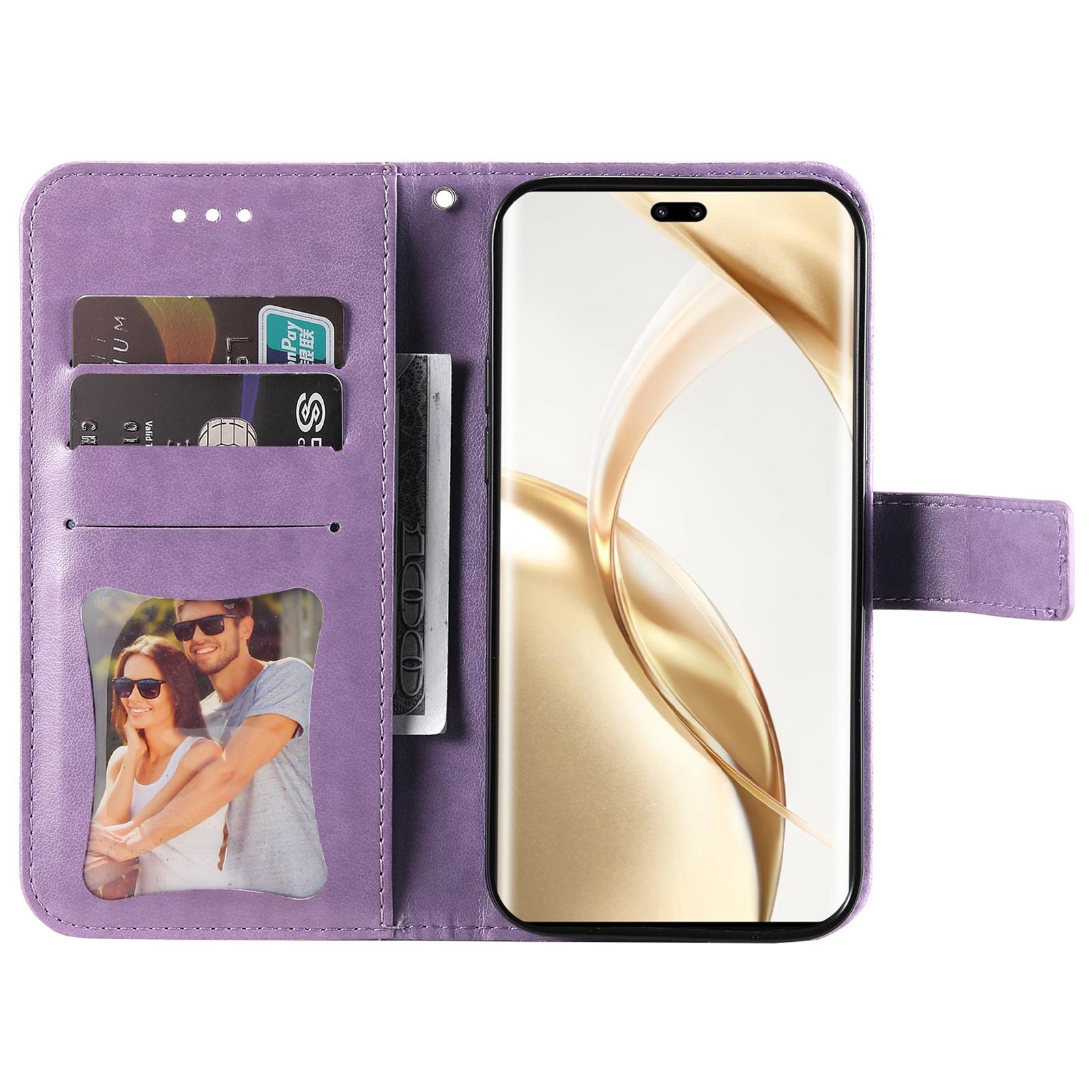 

For Honor 200 Pro 5G Case Floral Pattern PU Leather Wallet Stand Phone Cover Pink
