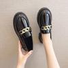 Round Head Chain Shallow Mouth Single Shoes 2025 Patent Leather Retro Casual Platform Fashion Loafers Jk Small Leather Shoes Women's Tide