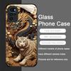 Shiny Golden Dragon and Tiger Pattern Tempered Glass Phone Case for Motorola Moto G85 G84 G75 Edge 50 Fusion 40 Neo 30 Pro Cover