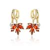 Brincos Vintage de Zircônia de Cristal Folha de Bordo Vermelha para Mulheres Temperamento Strass Borla Brincos Joias de Festa Bijoux Presente