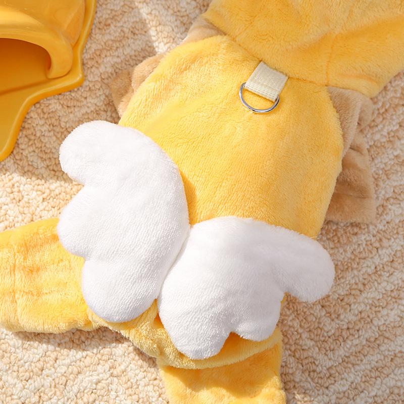 Velvet Flannel Four-Legged Clothing Pet Dog Cat Autumn Winter Warm Clothing Supplies Cartoon Bee Teddy Bear