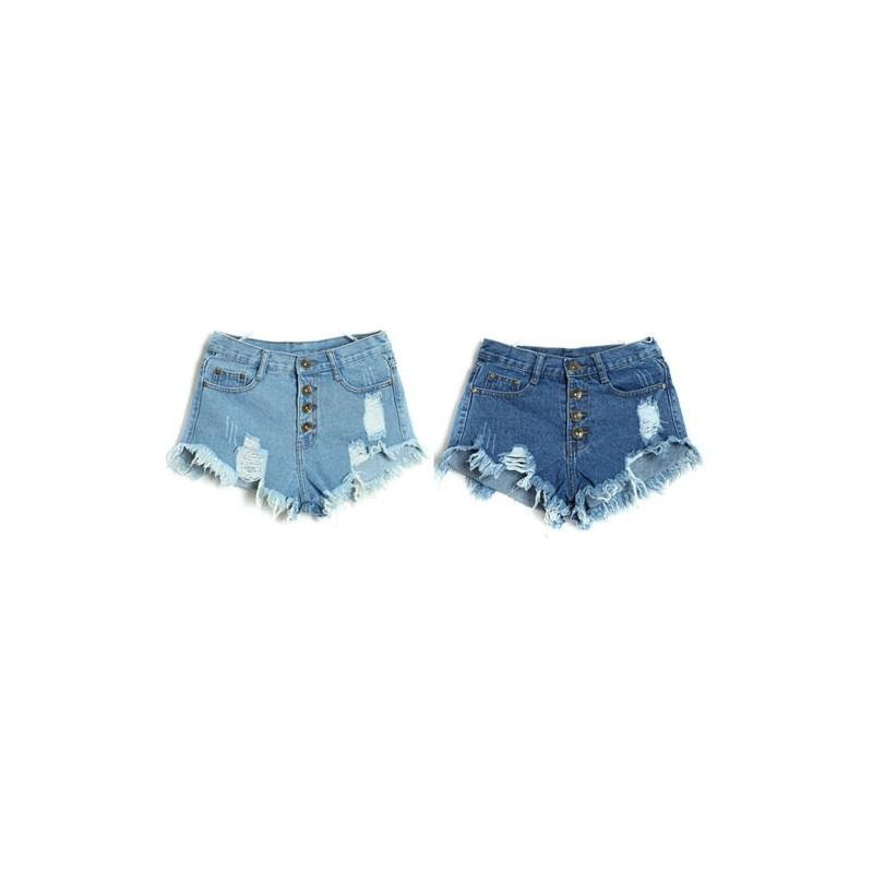 Premium Quality Usa Women High Waisted Washed Ripped Hole Mini Jeans Pants For Stylish Comfort