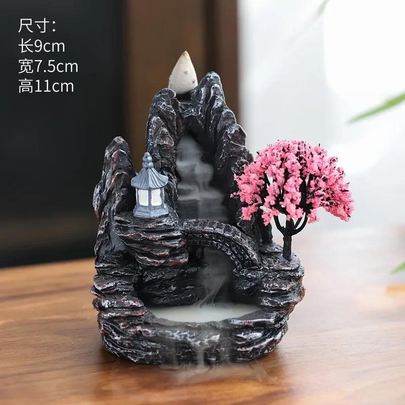 Backflow Incense Holder Waterfall Incense Burner Home Decor Aromatherapy Ornament Cones with Backflow Incense Cones