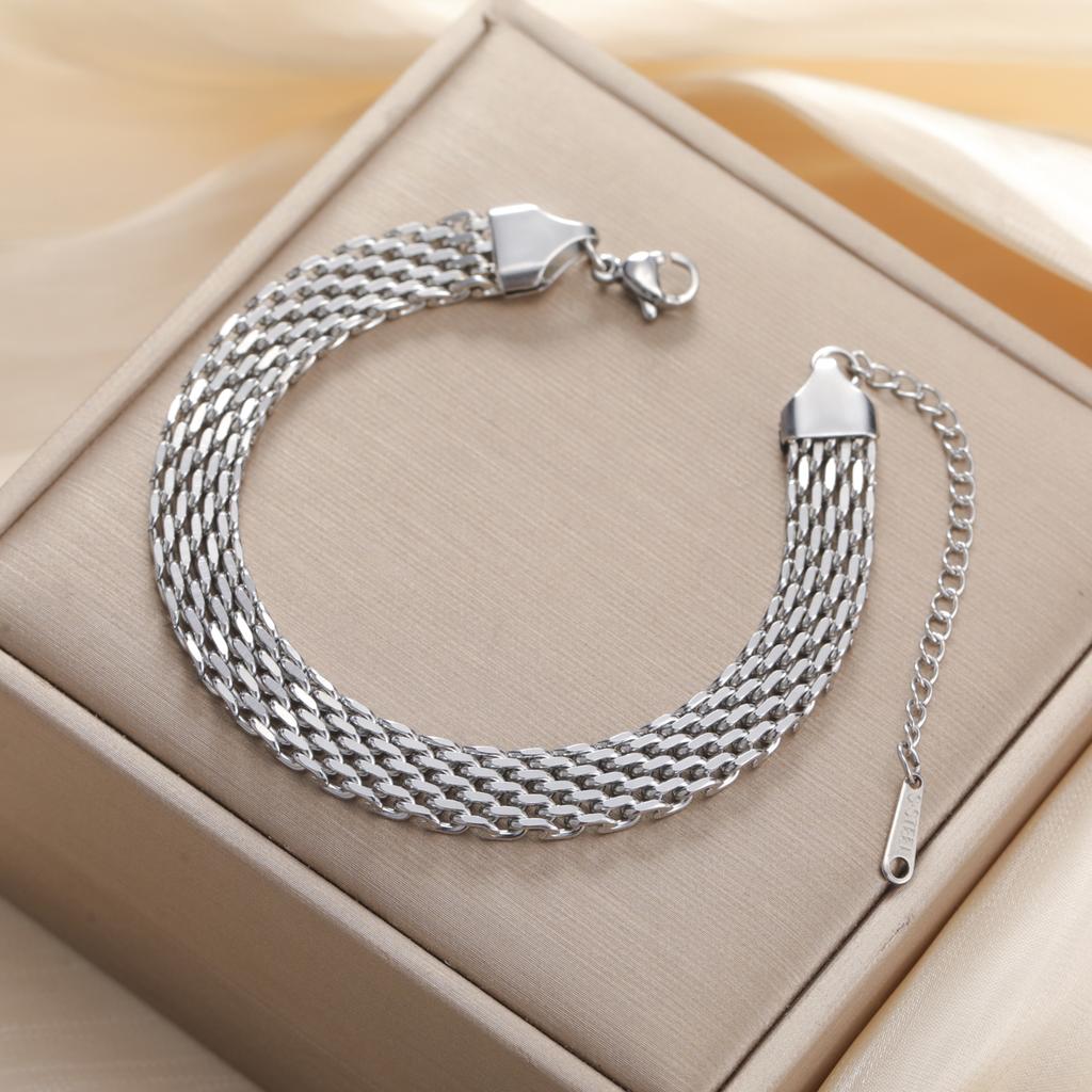 Cazador Trendy Mesh Chain Women's Bracelet Stainless Steel Gold Plated Waterproof Bracelets Party Birthday Gifts Wholesale New
