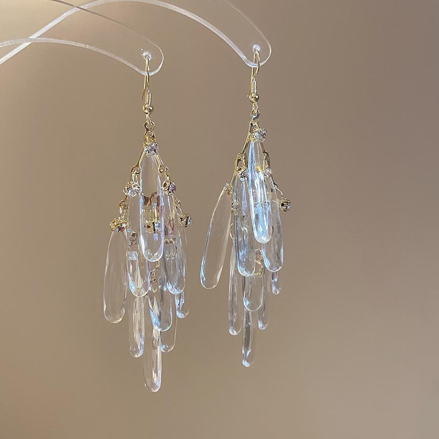 Роскошные серьги с хрустальной бахромой: Европейский и американский дизайн с сияющей элегантностью