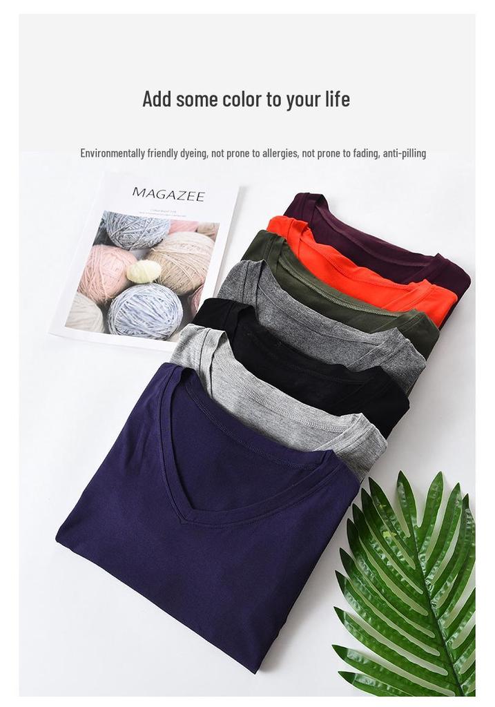 Men's V-Neck Thermal Underwear Set: Modal, Cotton, Wool - Slim Fit, Plus Size Top & Bottoms for Autumn