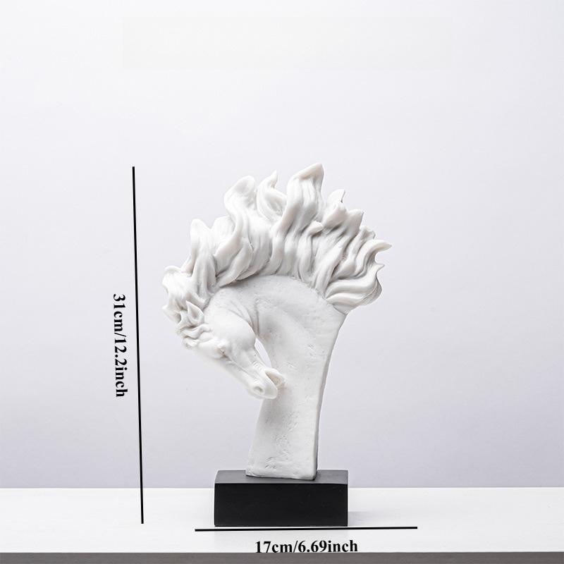 

A Horse Head Statue with Distinct Lines, Made of Resin and Sandstone, Is A Decorative Decoration with Interior Aesthetics