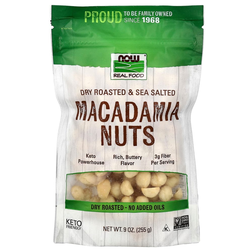 NOW Foods Real Food Dry Roasted Salted Macadamia Nuts 255g (9 oz)