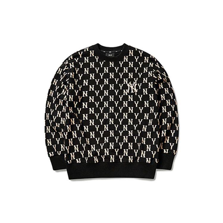 MLB New York Yankees All Over Letter Logo Crewneck Sweatshirt Unisex sweatshirt Black 3AMTM0614-50BKS