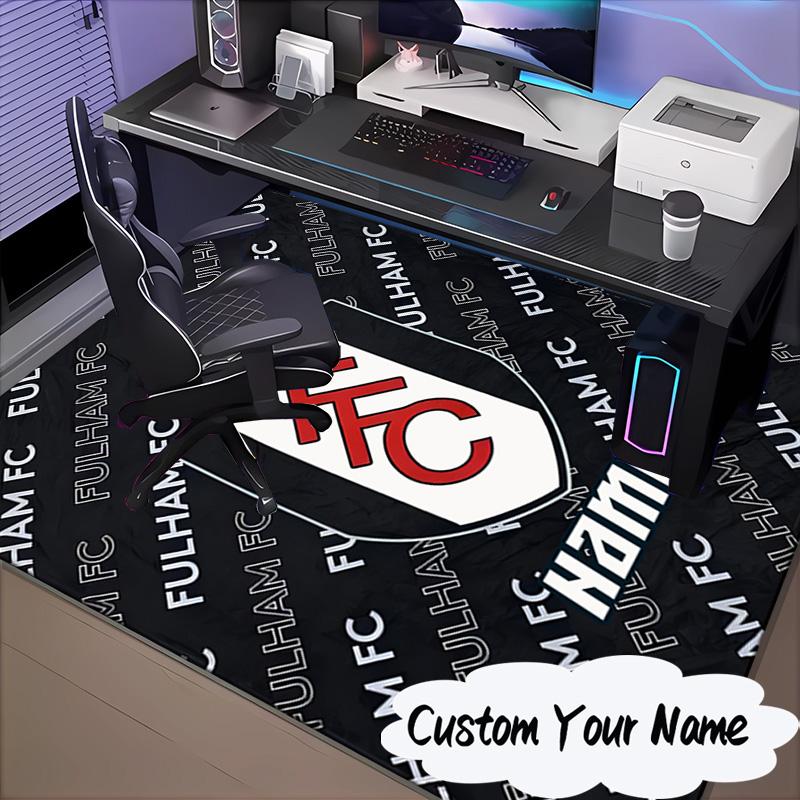 Custom Name Fulham FC Crest Rug for Living Room, Game Rooms, Office, Bedroom, Floor Mat Playful Design, fan gifts Christmas decor