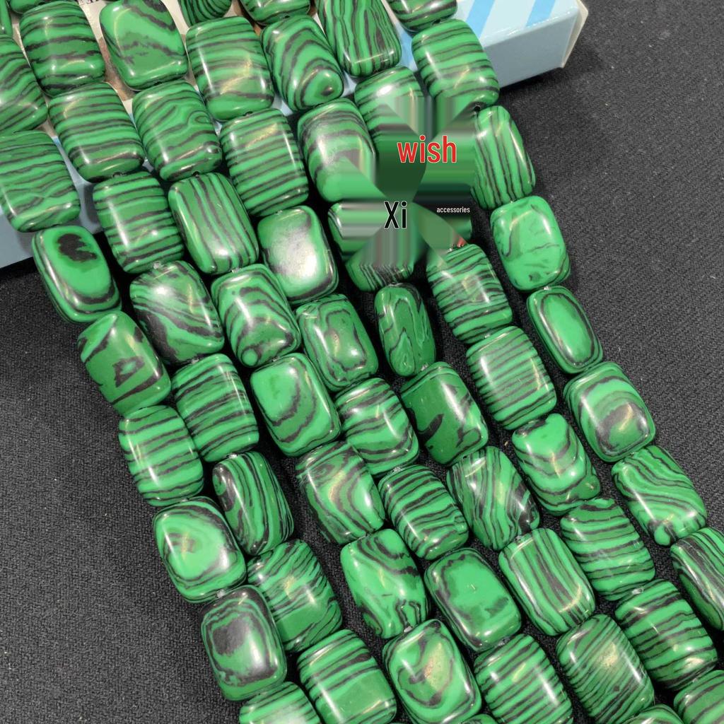 10x14mm Rectangular Crystal Agate and Turquoise Malachite Loose Beads for DIY Jewelry