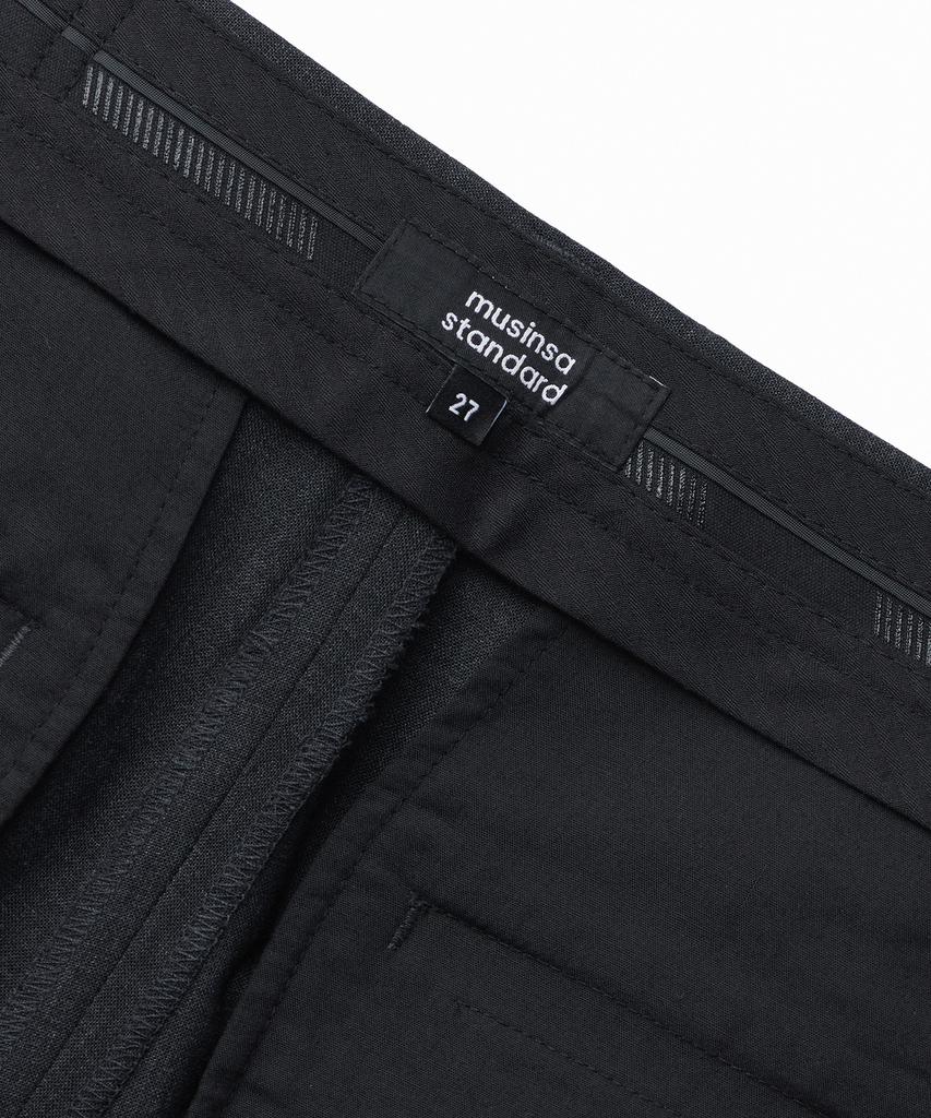 MUSINSA STANDARD WOMAN Women'S Summer Wool Loose Tapered Hidden Banding Slacks [Charcoal Gray]