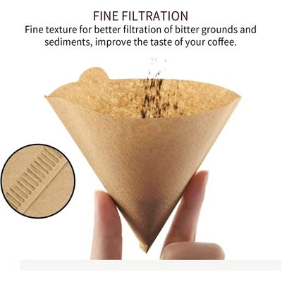 Coffee Filters, 100 Count 2-4 Cups Natural Paper Filters, Compatible With  And All No.2 Size Pour Over Drippers (Unbleached,100)