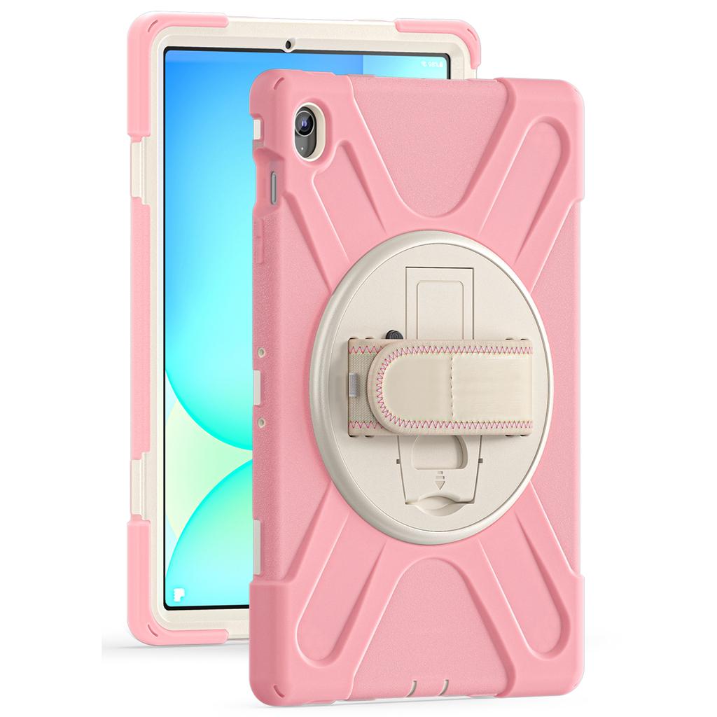 For Samsung Galaxy Tab S10 FE+ SM-X620/ SM-X626B Case Rotary Kickstand PC+Silicone Hand Strap Tablet Cover