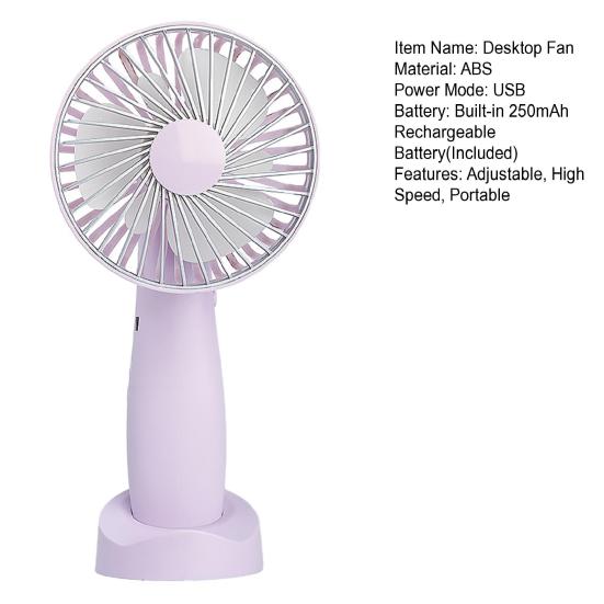 Mini Desk Fan Phone Holder 180 Degrees Adjustable USB Rechargeable Summer Handheld Cooling Fan Portable Mini Personal Fan with Base