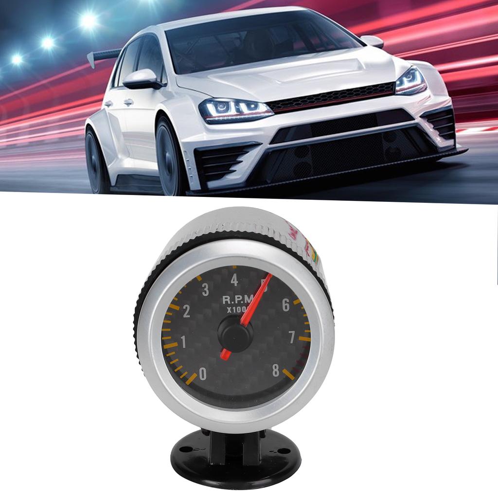Drehzahlmesser 52mm2.05in 0?8000 U/min Kohlefaser-Panel Zeiger 12V Universal für 4 6 8 Zylinder