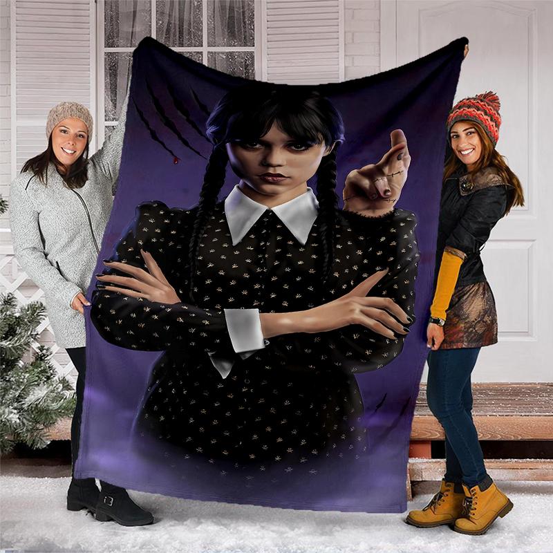 Wednesday Theme Printed Blanket - Perfect for Couch, Bed, Travel & Outdoor Use | Machine Washable, Cozy & Durable.