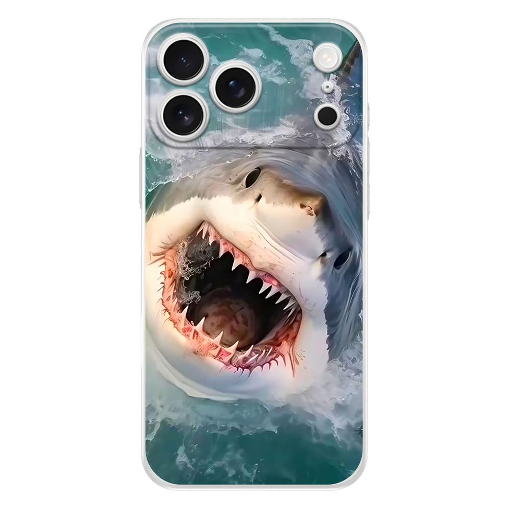 Soft Clear TPU Phone Case For iPhone 17 Air 16E 16 11 15 14 Pro MAX 12 13 7 8 Plus SE Easter Cover Fullback Protection Shark