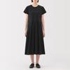 MUJI Women's Cooling Short Sleeve One-Piece Dress, Black, Women's S