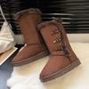 Tall Snow Boots Women's Winter Non-slip Thickened Warm Boots Three-button Snow Cotton Shoes Women's Boots