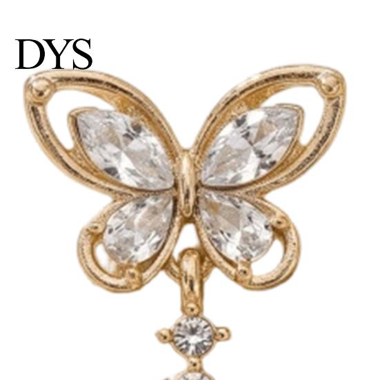 Comfortable Daily Wear Jewelry 1 Pair Butterfly Drop Earrings for Women, Inlay Teardrop Zirconia Earrings, Minimalist Silver Tone Sparkly Rhinestone