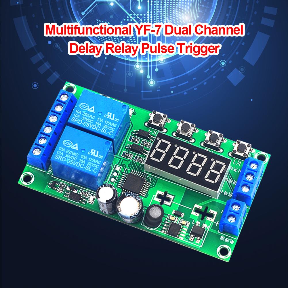 Relay Trigger Delay Board Module DIY YF-7 Multifunctional Dual-Channel Delay Relay Module Pulse Trigger Cycle Timer