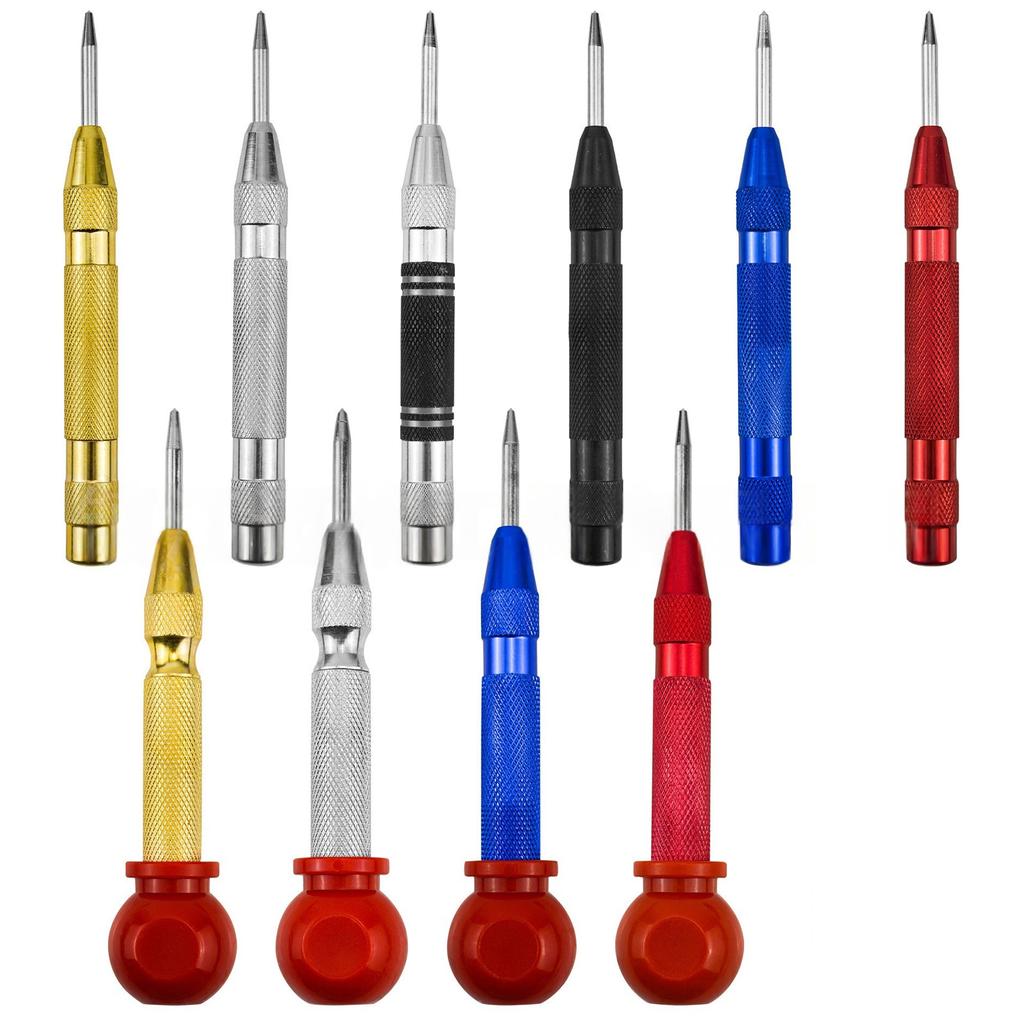 Spring Loaded Center Punch Tool with HSS Steel Tip for Precision Marking and Emergency Escape
