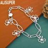 925 Sterling Silver Four-Leaf Clover Side Chain Exquisite Bracelet Gift Jewelry