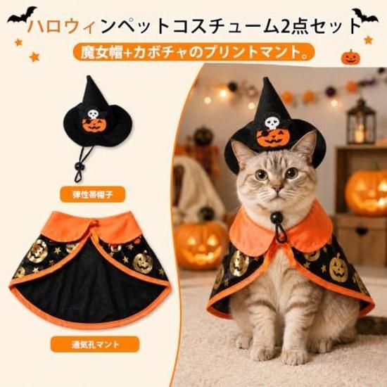 Halloween pet clothing costume 2-piece set hat cape cats dogs witch cute photo shooting