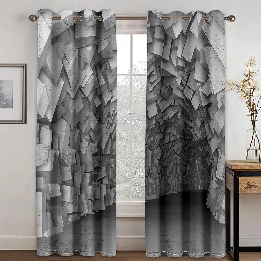 2 Paneler Abstrakt Gardin Geometriskt Mönster Gardin Svart Vit Röd Rutig Gardin Sovrum Vardagsrum Kök Fönstergardin